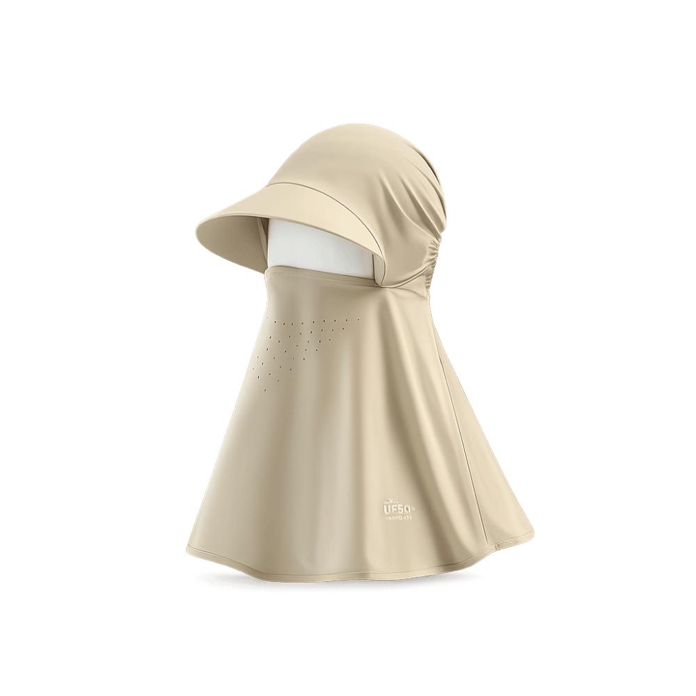 

Ice-Silk Full-Face UV Protection Hood Moisture Absorbing Integrated All-in-One Sun Hat Neck Scarf Solid Color хакі