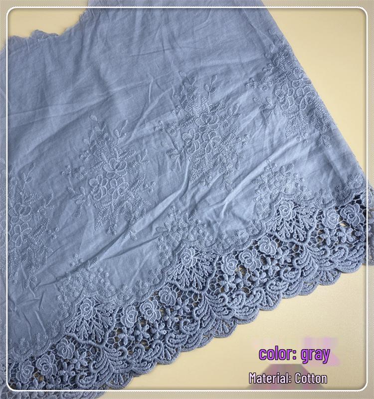 36cm Wide Embroidered Cotton Lace Trim for Lolita-Style Clothing & Curtain Decoration