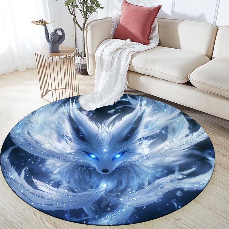 

Nine-Tailed Fox pattern round rug,Carpet Rug for Living Room Bedroom Playroom ,Non-slip Floor Mat,Holiday Gifts and Birthday Gifts. 80cmx80cm