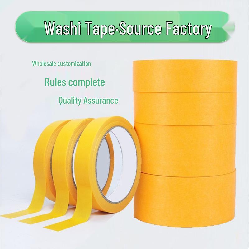 Yellow High-Viscosity Washi Tape: 10m Masking Protection for Paint and Beauty Applications