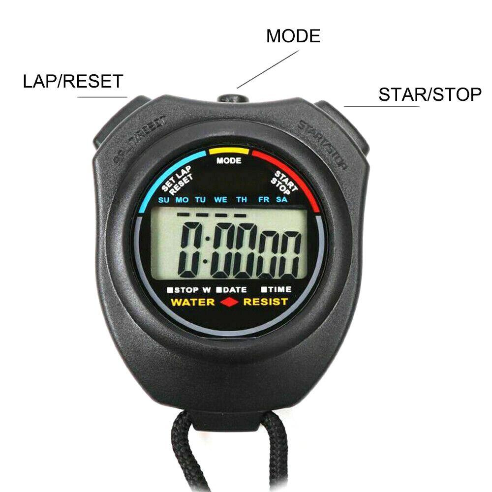 Running Counter Timer Digital Stopwatch LCD Sports Stopwatch Chronograph Stop Watch Training Timer