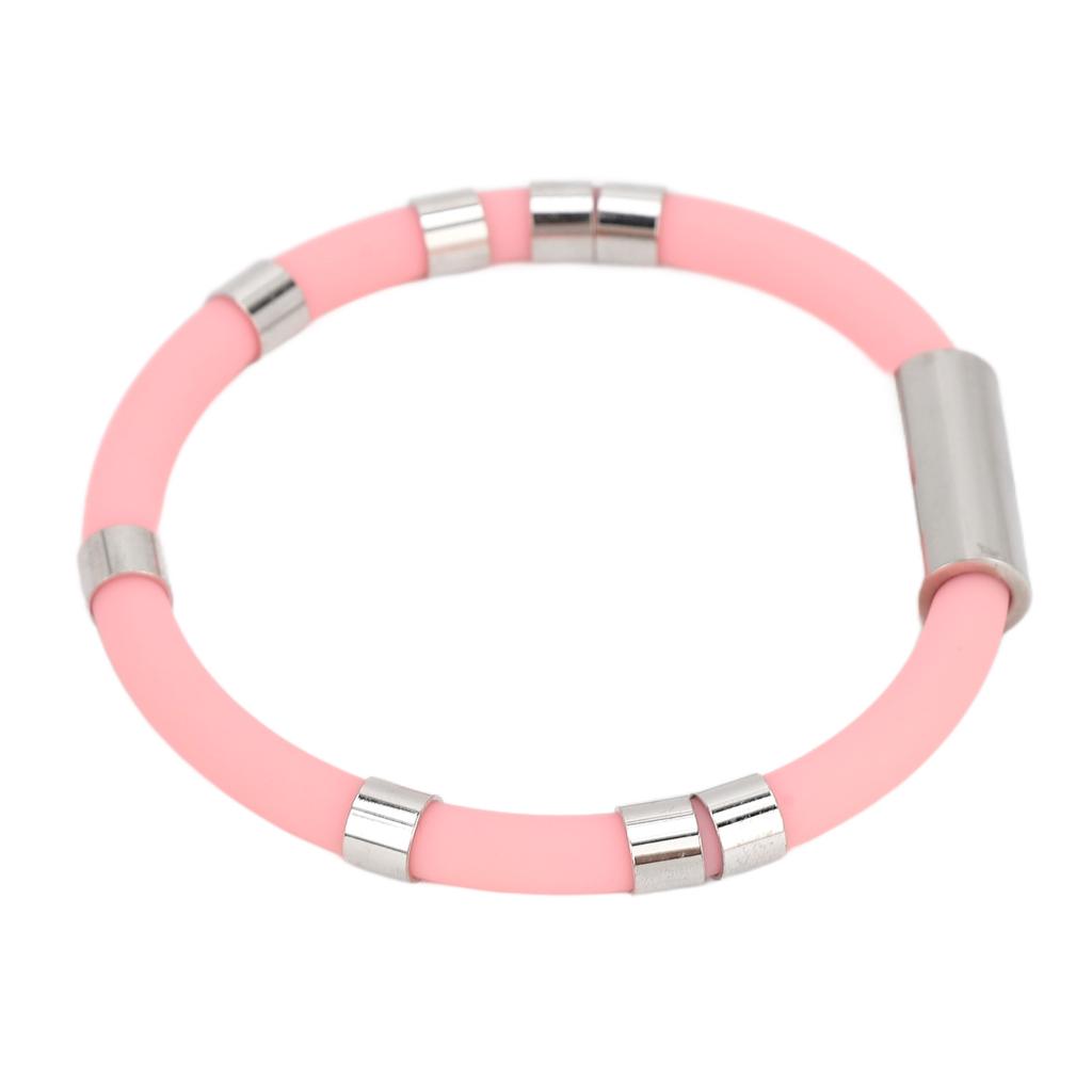 Anti Static Wrist Strap 8 Rings Pink Waterproof Washable Comfortable Wearing Silicone Bracelet for Jogging Winter