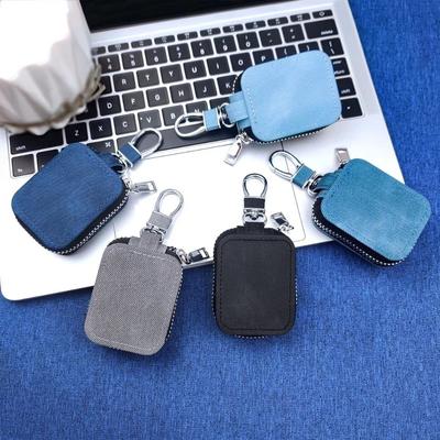 Classic Denim Earphone Bag Lightweight with Keychain Headphone Storage Bag Portable Zipper Bag for AirPods Pro3/Pro2/AirPods 4