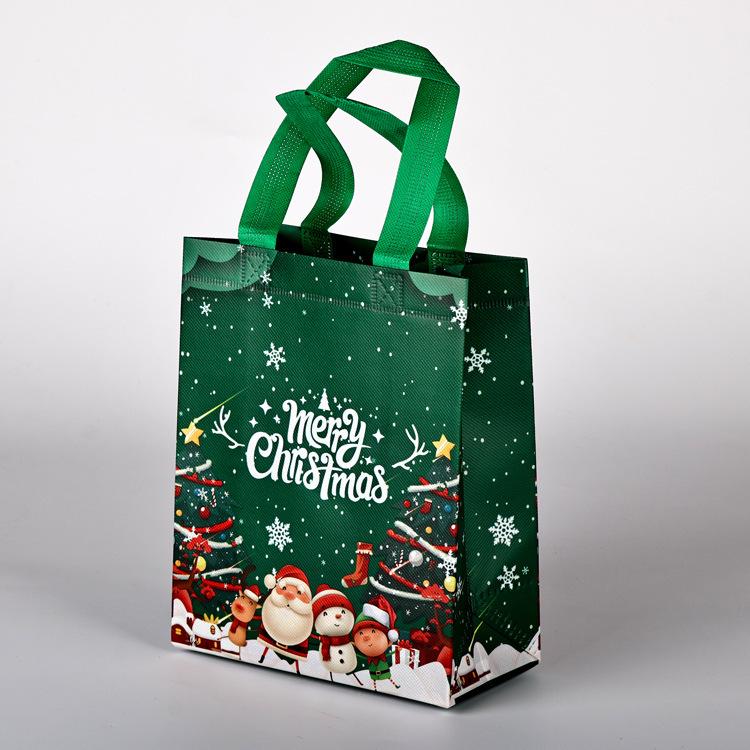 

В наличии Большая мультяшная рождественская нетканая сумка-тоут 2024 - Праздничная подарочная сумка большой вместимости для покупок в канун Рождества Height 25 × Width 20 × Side 15