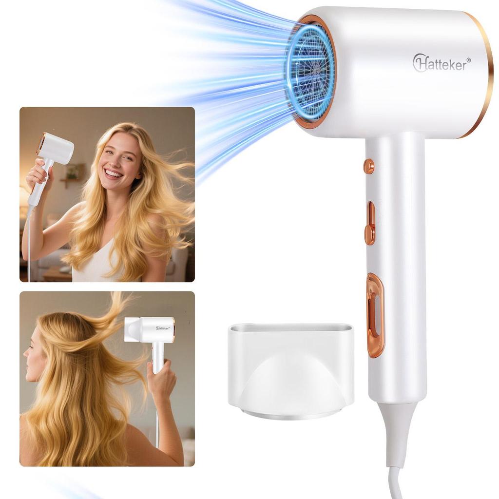 Hatteker High-Power 3200W Hair Dryer with 3 Heat Settings - Portable Hot & Cold Air for Home, Salon, and Hotel Use