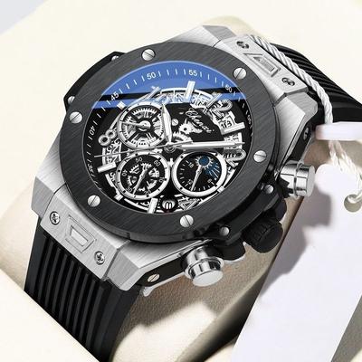 Big Dial Fashion Men's Watches Multi Function Rubber Strap Ins Chic Outdoor Chic Military Watch for Men Unique Brand Wristwatch