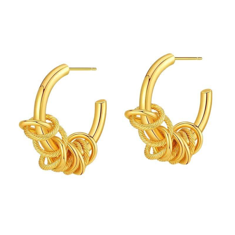 Retro Personalized Winding Earrings, High-End Sense Light Luxury Personalized Earrings, Women'S Exaggerated Cold Wind Earrings