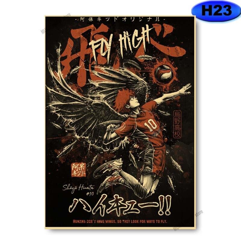 Vintage klasické anime plakáty postav Kraft Paper Slayer/Haikyuu Plakát Anime Dekor Pokoj Bar Kavárna Nástěnná malba
