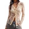 2025 New Autumn Lace Shirt Slim Fit Niche Design Commuting Slightly See-through Top for Women