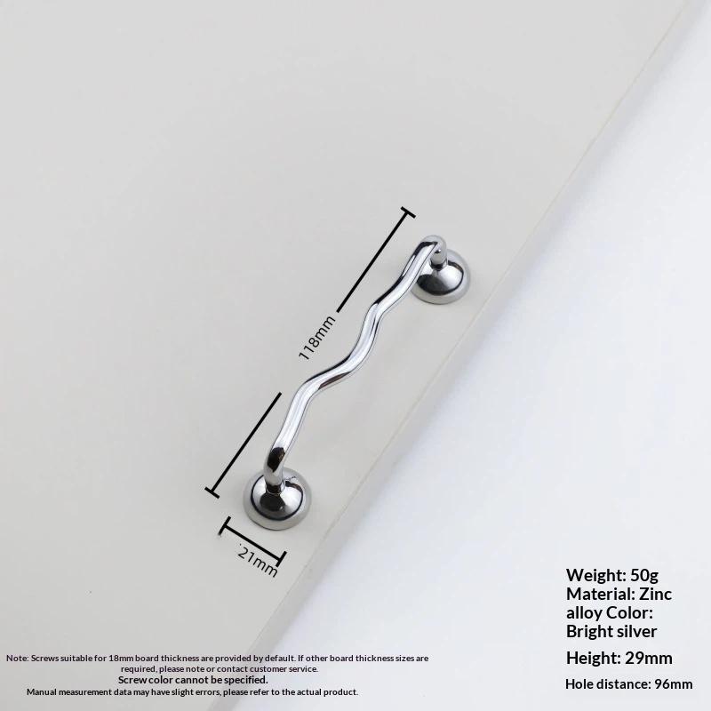 Wavy Rust Resistant Cabinet Door Handles Zinc Alloy Sleek Pulls for Bedroom Wardrobe Cupboard Home Upgrade