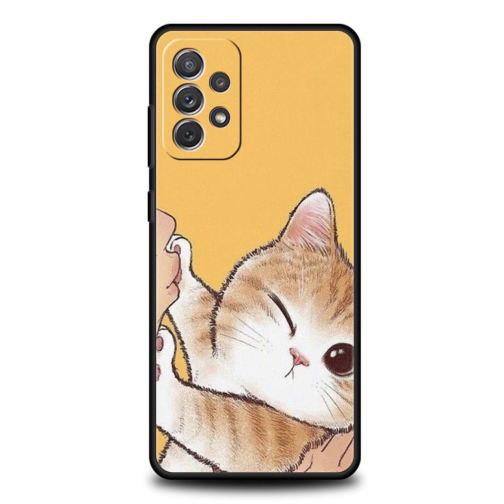 

Милый Кот Котенок Мультяшный Чехол для Samsung A51 A71 A21S A12 A11 A31 A41 A52 A32 A01 A23 A33 A53 A73 A03S A13 5G A72 A54 A34 Обложка Samsung A52 5G