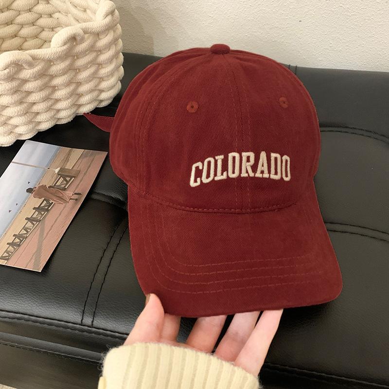 Autumn and Winter Retro Peaked Cap Women's Soft Top Hat Women's Washed Face Small Wide Brim Baseball Cap