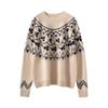 Women's Fair Isle Color Block Cashmere Knit Sweater: Autumn/Winter Slim Fit Pullover