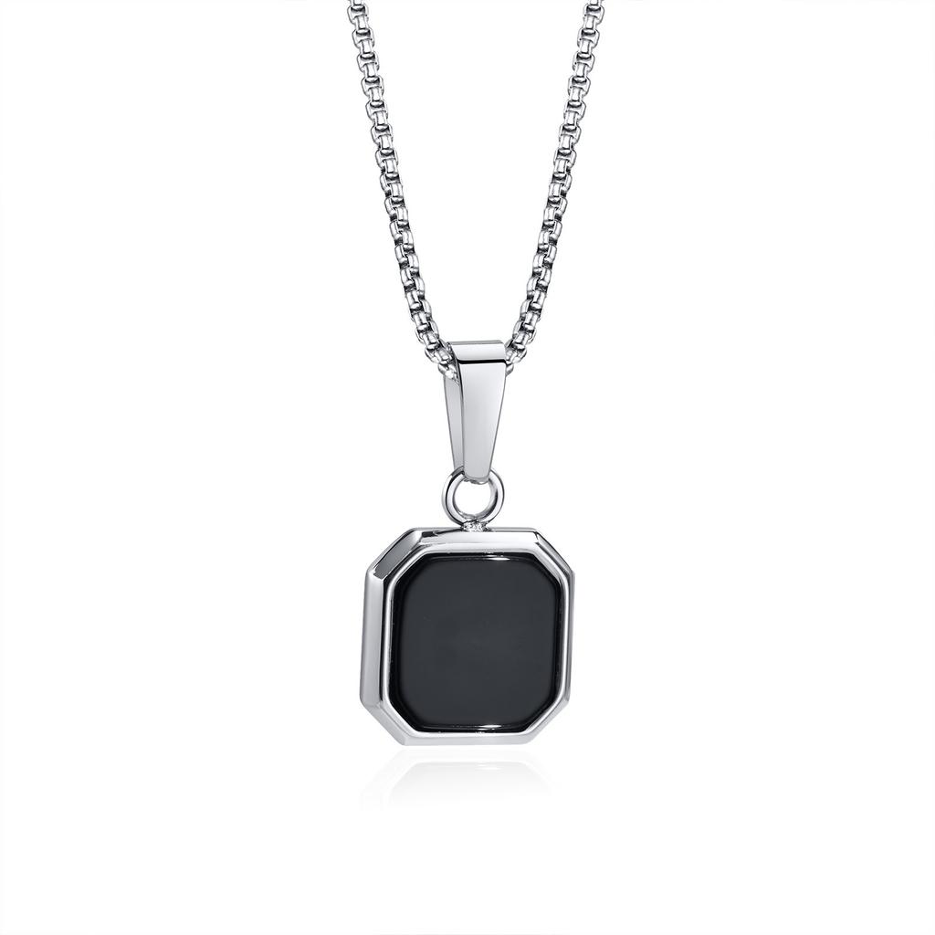 Square Natural Stone Necklaces for Men Women,Waterproof Multiple Colors Geometric Pendant Collar,Trendy Jewelry Gifts