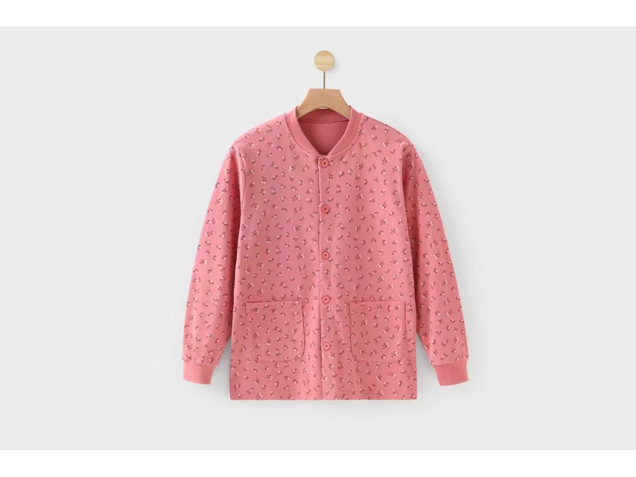 

Women s Four-Season Thermal Top - National Style Pure Cotton Print, Long-Sleeved, Comfortable for Middle-Aged and Elderly. XL