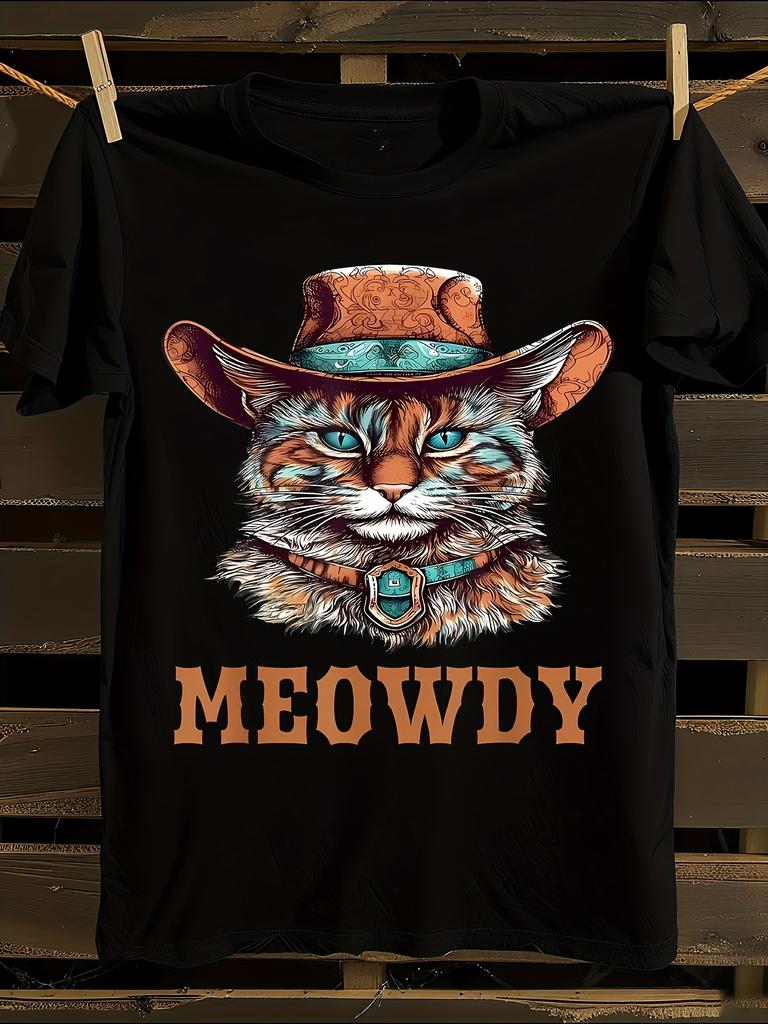Funny Meowdy Cat Cowboy Western Tshirt