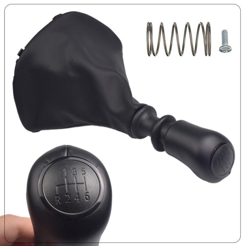 Gear Shift Knob Shifter Lever Head With Leather Boot Cover For Mercedes Benz W639 VITO 2003 2004 2005-2010 Black 6 Speed Manual