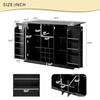 Armário de Café com Porta-Vinhos e Porta-Copos 47,2'' Aparador Buffet Armário de Armazenamento com Tampo Dobrável e Estação de Carregamento