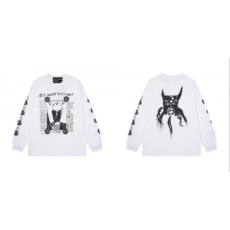 Washed Vintage Distressed Cotton Long Sleeve Tee Oversized Streetwear Style Men Casual Daily Wear