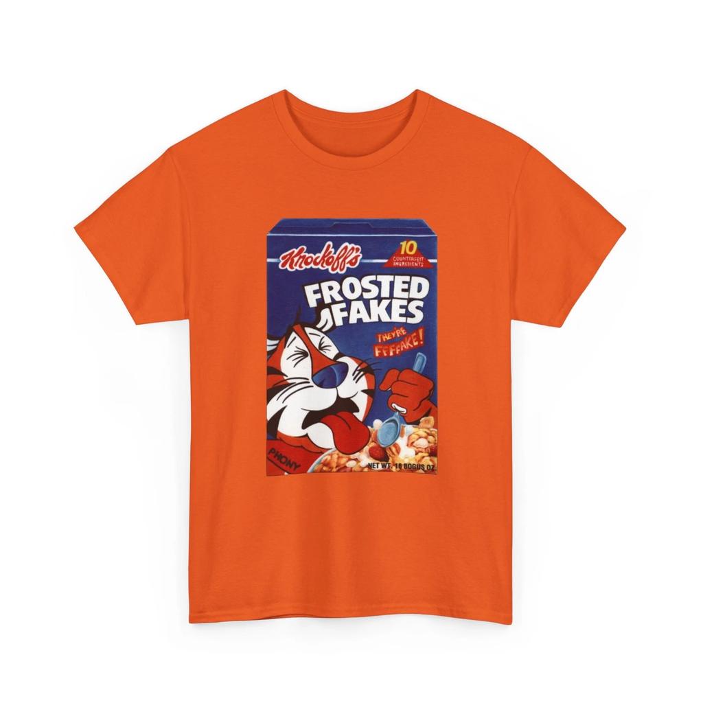 Wacky Packages Frosted Fakes Cereal Printed T shirt Funny Frosted Flakes Parody