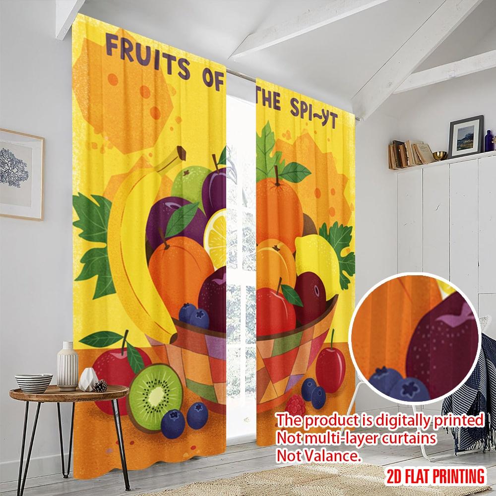 2pcs 2D flat printing Curtains Fruits of the Spirit Fabric Without Electricity Festive Holiday for All Season celebrations