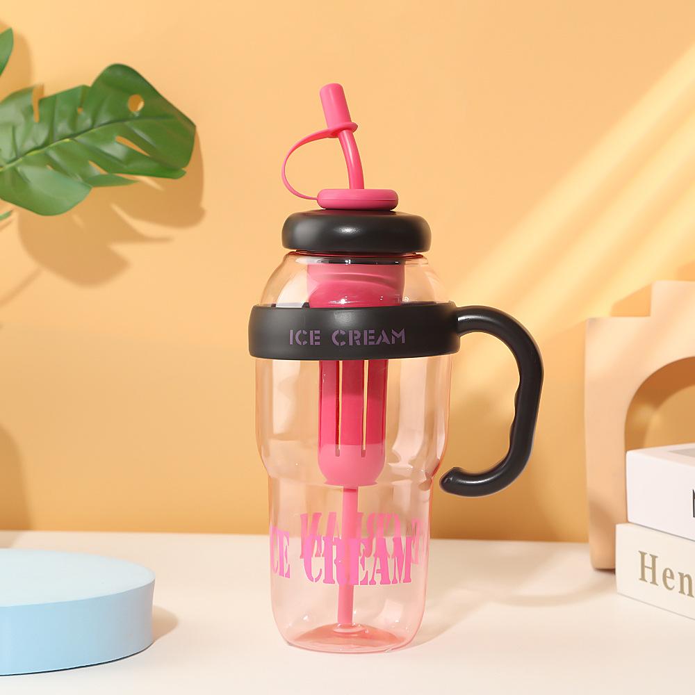 Water bottle summer dopamine large capacity plastic cup simple high value straw big belly cup car with handle car cup