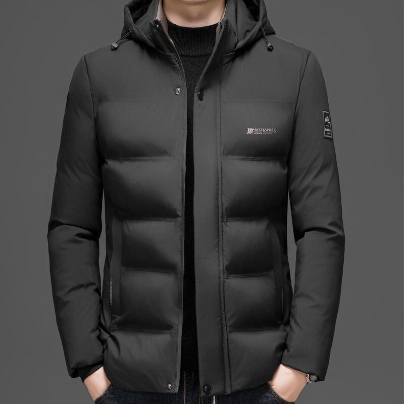 

Windproof Men s Parkas Winter New Thickened Warm Men s Cotton Jacket Graphene Warm Middle Aged Business and Leisure Cotton Coat XL чёрный