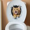 Fierce Cute Cat Breaking Through Wall Toilet Sticker Self-Adhesive Removable Bathroom Funny Home Decor Art
