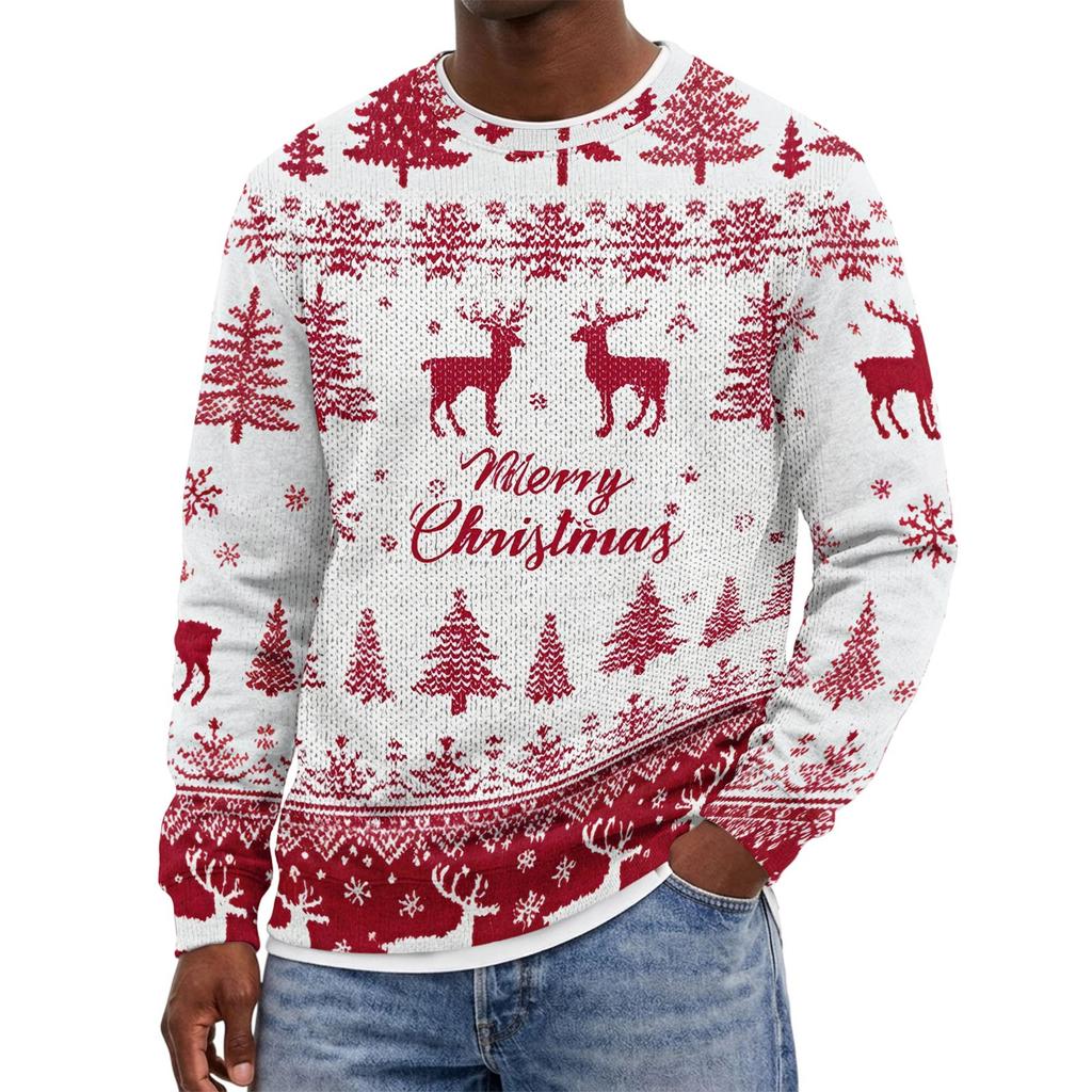 Men's Christmas Hoodless Neck Pullover Sweatshirt, for Him