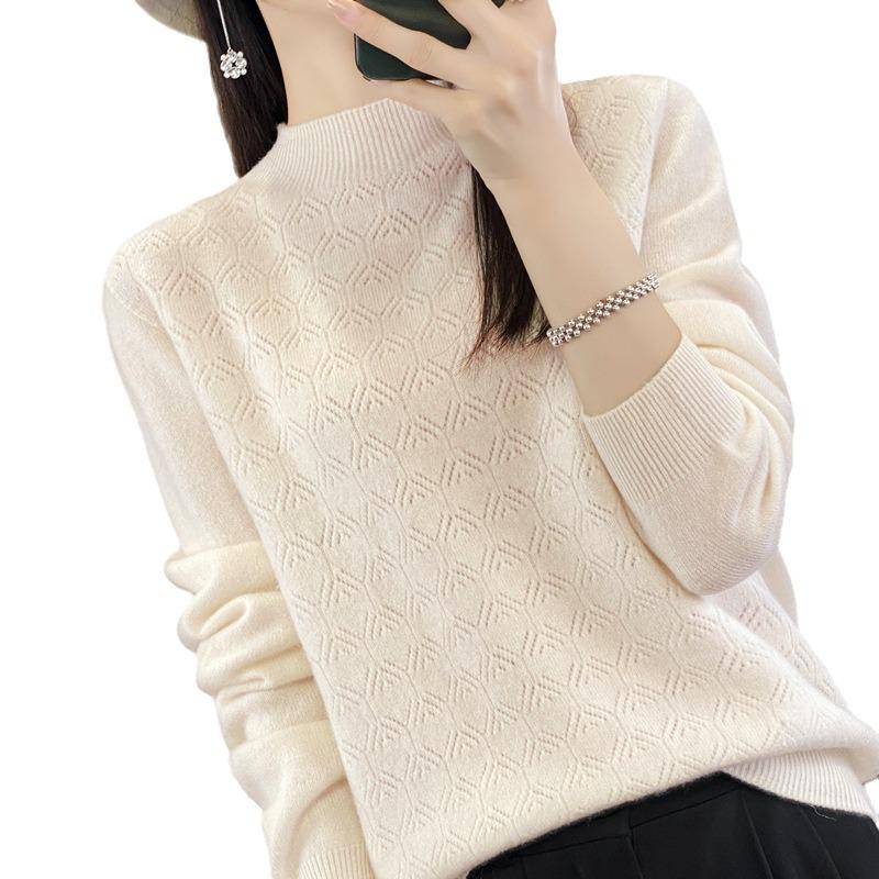 Andy's Velvet Women's Seamless Knit Sweater: Autumn/Winter Half-High Collar Long Sleeve Wool Base Layer