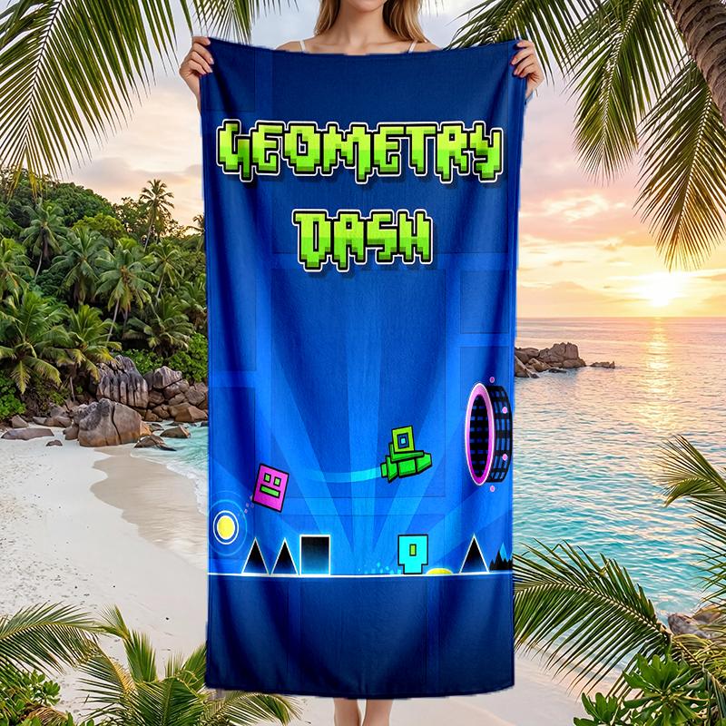Geometry Dash Módní osuška: Ideální pro letní dobrodružství Měkké, savé a rychle schnoucí vhodné pro plavání a koupání