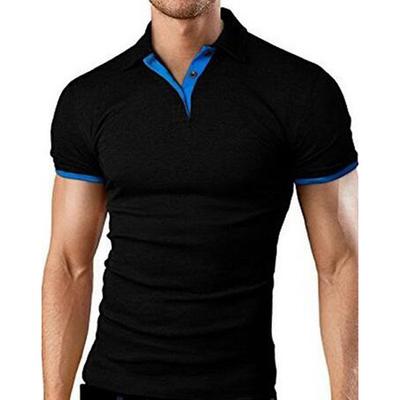 MaleWardrobe Fashion Polo T-shirt da uomo estiva con risvolto sottile in tinta unita