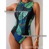 2025 Women's European & American One-Piece Surfing Swimsuit - Slimming, Sunscreen, Stylish Print