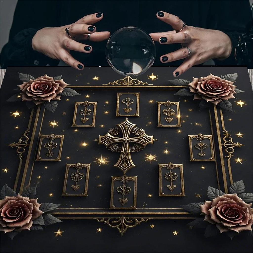 Tarots Tablecloth Altars Cloth Crosses Rose Astrology Tablecloth Divinations Card Cloth Tapestry Wall Decoration