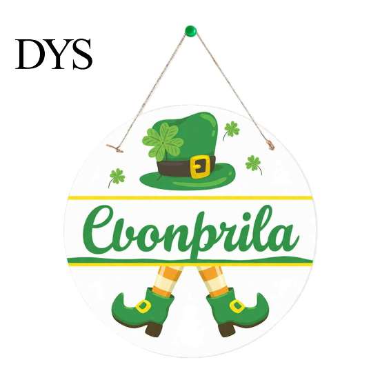 St Patrick Day Door Sign St. Patrick's Wooden Sign, Luck Clover Green Hat Themed Hanging Front Welcome Plaque Plaque, Decorative Ornaments for Holiday