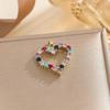 Colored Zircon Love Pendant for Women Fashionable Palace Style Elegant and Versatile Stainless Steel Chain Random Colors
