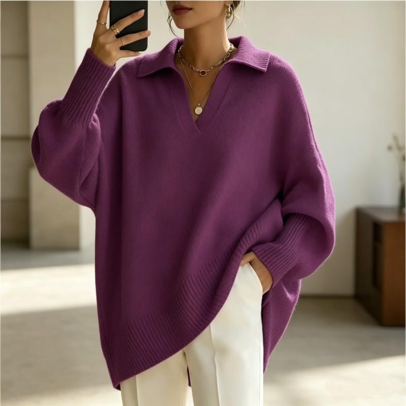 2026 Fall Winter Solid Color Long Sleeve Knit Sweater Women Loose Oversized Turtleneck Collar Pullover