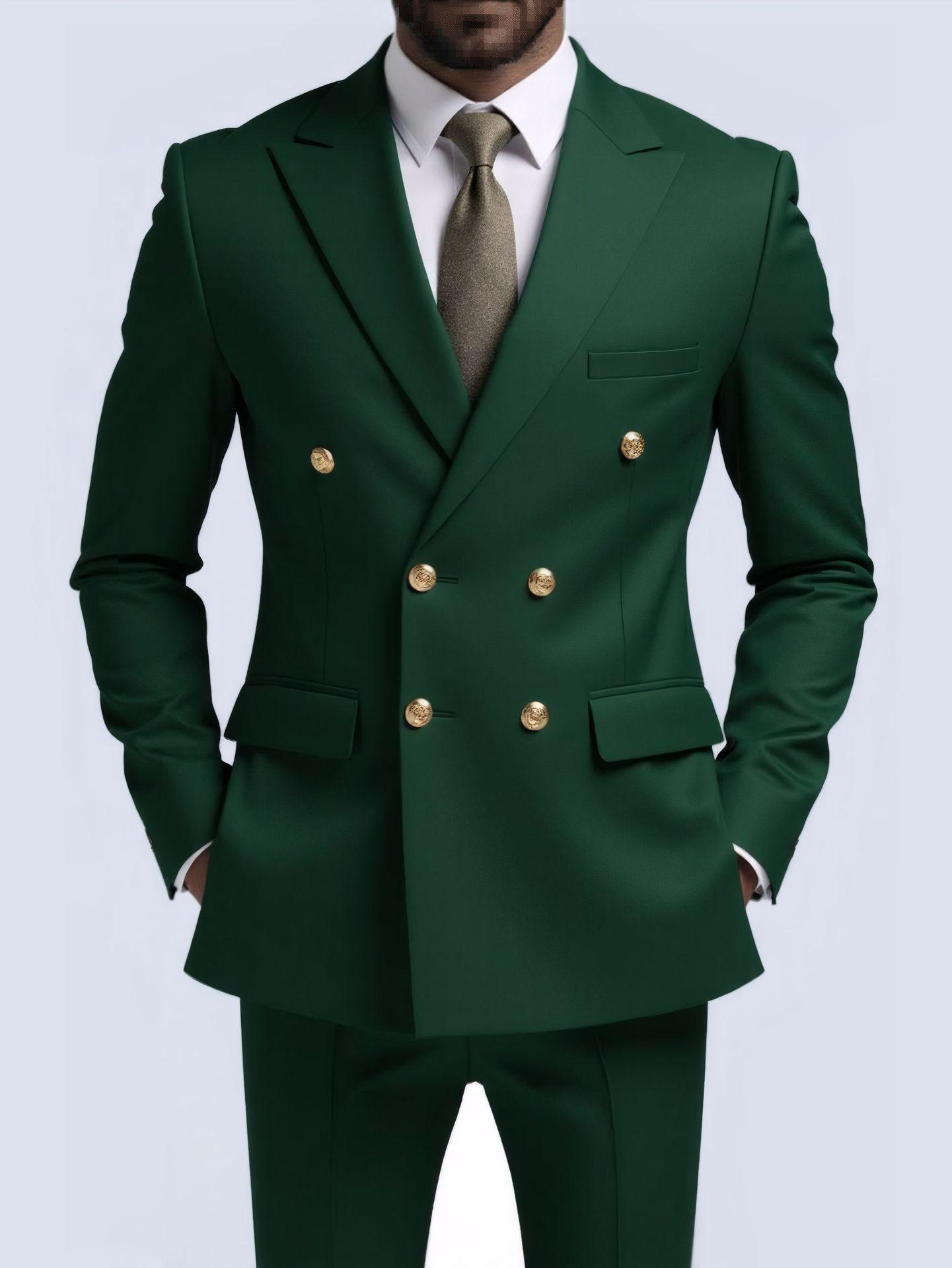 Europäische Größe Herren Zweireihiger Blazer mit Goldknöpfen & Einreihige Formale Jacke Top XS (EU Size) black