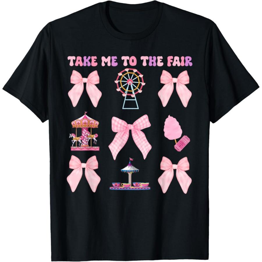 

Take Me To The Fair Ferris Wheel Pink Bow T-Shirt XXXXXL чёрный