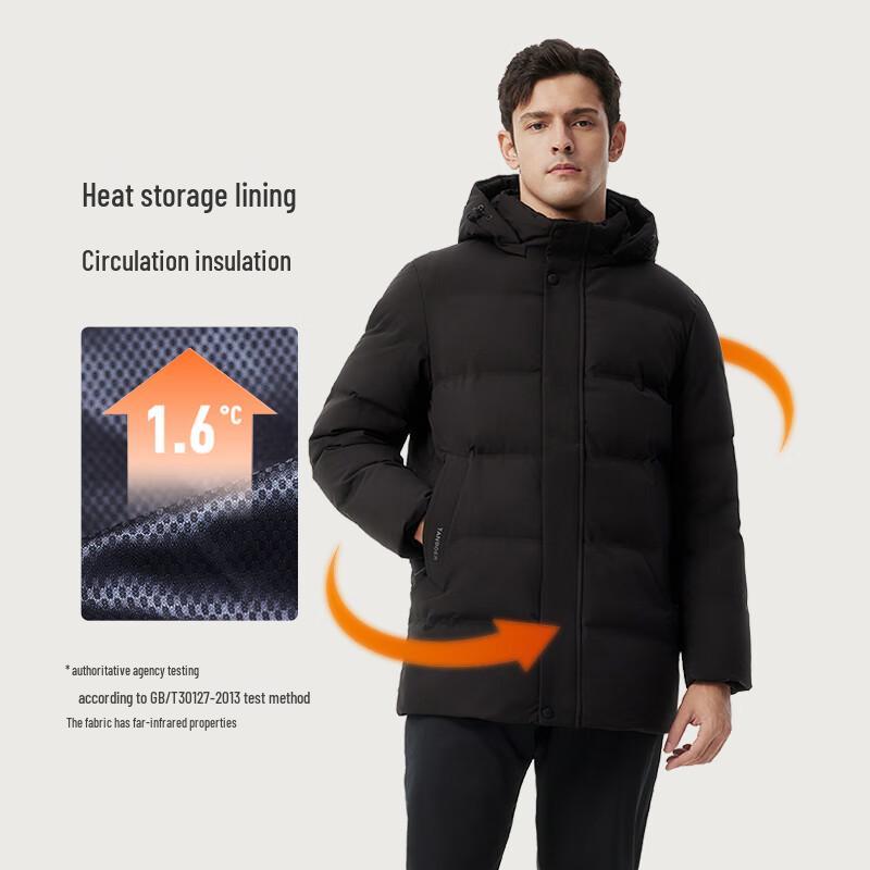 Tanboer Men's Detachable Hood Loose Fit Down Jacket 510505D