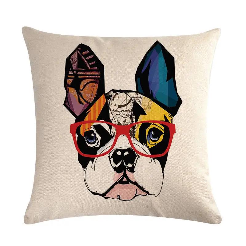 Cute Puppy Head Series Linen Pillow Case Seat Sofa Bedroom Cushion Cover Home Decoration Pillowcase 45*45Cm