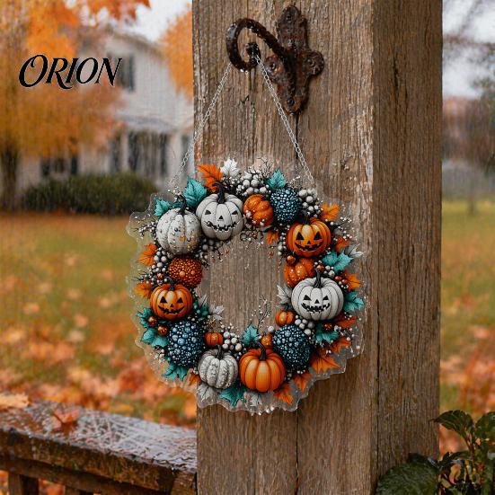 Acrylic Pumpkin Wall Hanging Halloween Pendant Decoration with Chain Waterproof Welcome Porch Sign for Front Door Window Indoor Outdoor Ornaments