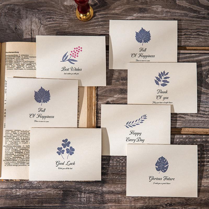 1Pc Message Cards Wedding Party Invitation Greeting Card Envelope Set Birthday Cards With Botanical Patterns