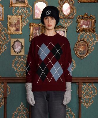 UNALLOYED Argyle Wool Knit / Burgundy
