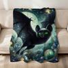 vintage dark-themed bats and flower Flannel soft warm plush blanket sofa living room pet hogar bedroom gift home Car portable