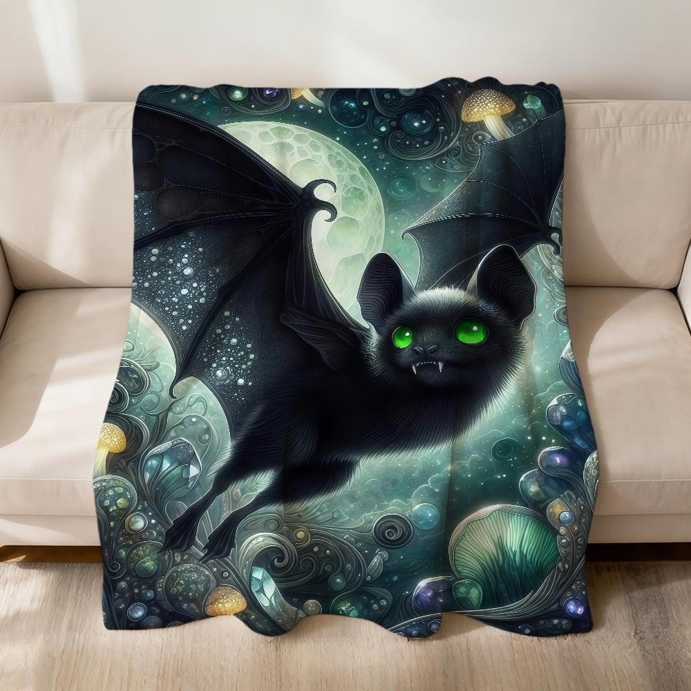 vintage dark-themed bats and flower Flannel soft warm plush blanket sofa living room pet hogar bedroom gift home Car portable