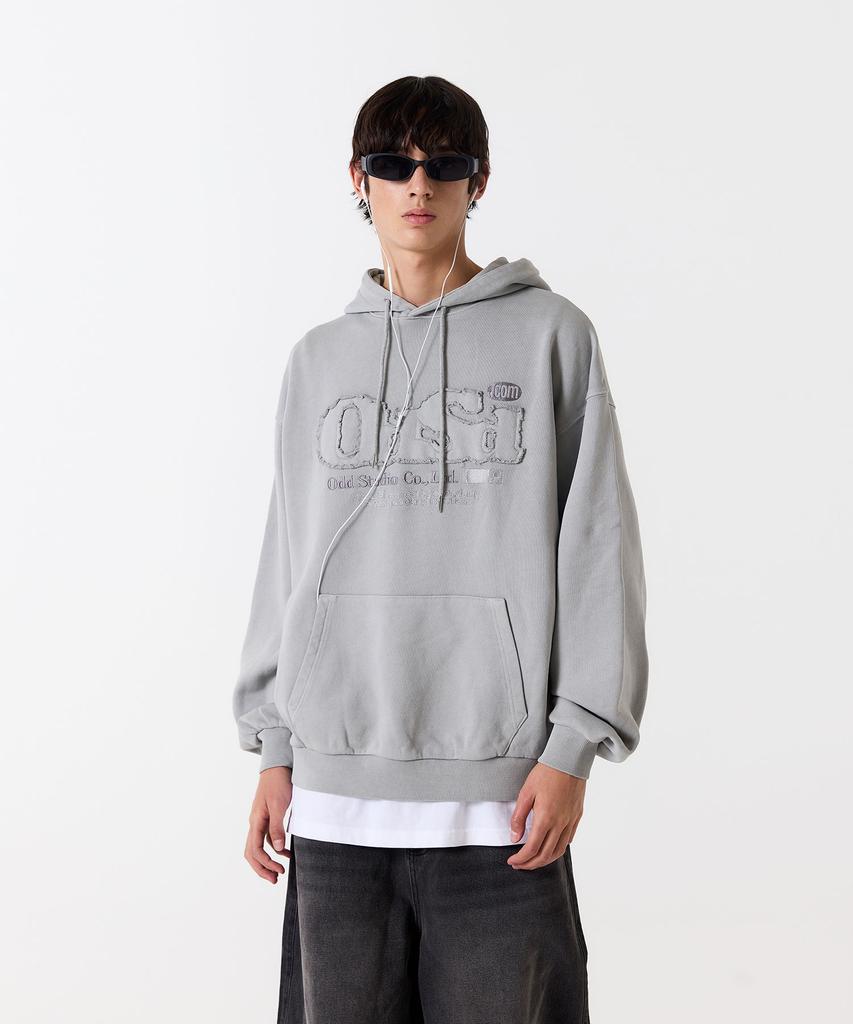 Odsd Pigment Damaged Overfit Hoodie - Light Gray
