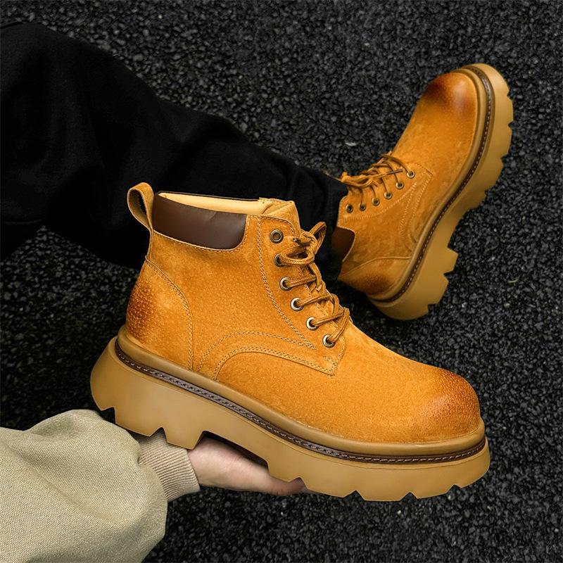 

2025 осень и зима ботинки Мартин на платформе, ретро рабочие ботинки, повседневные дезерты, большие желтые ботинки, мужские 66686-J 38 жёлтый