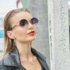 Retro Round Frame Sunglasses Women'S Uv Protection Wood Grain Adjustable Glasses Legs Sunglasses Men'S Sunglasses