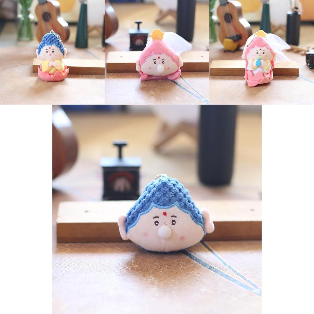 Mini Plush Buddha Keychain Backpack Charm Soft Stuffed Doll Toy For Kids Cultural Gift